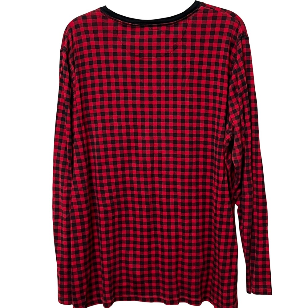 CHAPS Red Black Buffalo Plaid Long Sleeve Henley Shirt Womens XXL - Picture 2 of 6